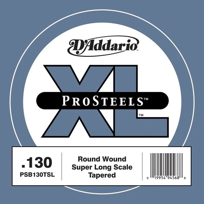 D’Addario PSB130TSL ProSteels Bass Guitar Single String, Super Long Scale, .130, Tapered