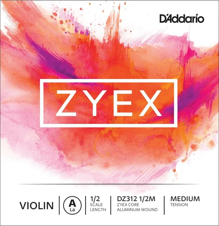 D’Addario Zyex Violin Single A String, 1/2 Scale, Medium Tension
