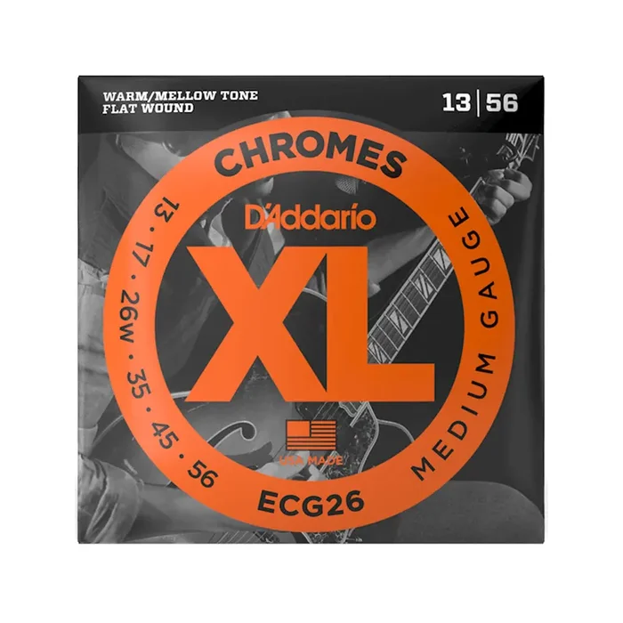 D‘Addario ECG26 Chromes Flat Wound Electric Guitar Strings, Medium, 13-56