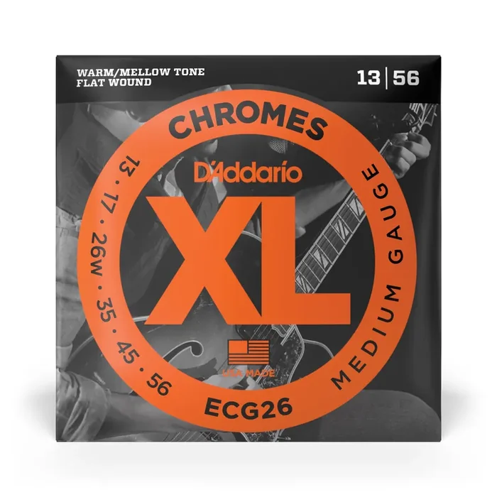 D‘Addario ECG26 Flatwound Chromes Steel 13-56 Electric Guitar Strings, Medium
