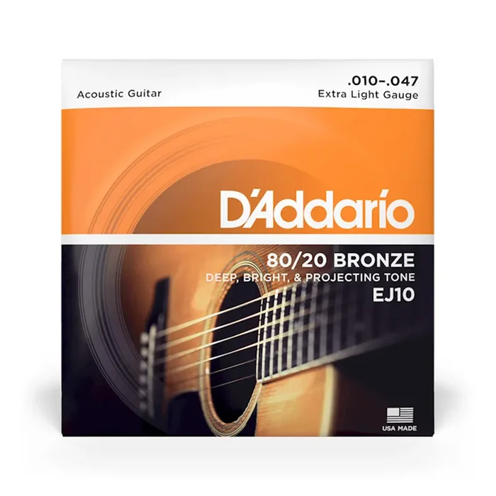 D‘Addario EJ10 80/20 Bronze Acoustic Guitar Strings, Extra Light, 10-47