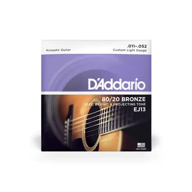 D‘Addario EJ13 11-52 Custom Light, 80/20 Bronze Acoustic Guitar Strings