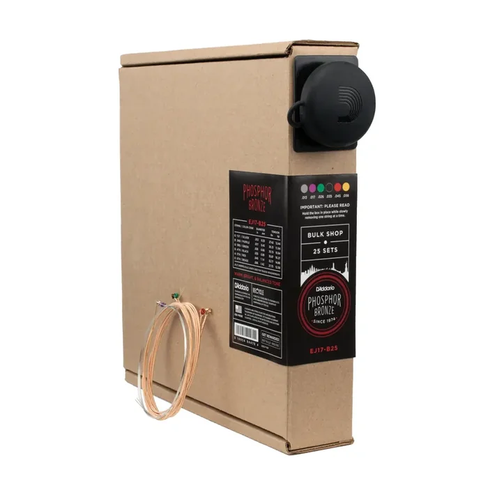 D‘Addario EJ17 Phosphor Bronze 13-56 Acoustic Guitar Strings, Medium, 25-Set Bulk Pack