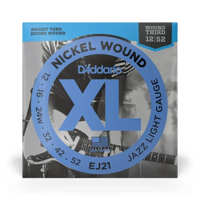 D‘Addario EJ21 Jazz Nickel Wound 12-52 Electric Guitar Strings, Light
