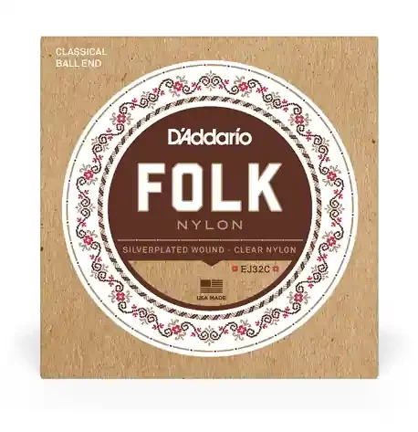 D‘Addario EJ32C Folk Nylon / Ball Ended Classical Guitar Strings – Normal Tension