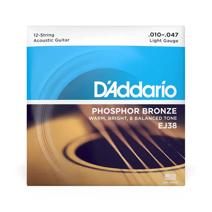 D‘Addario EJ38 Phosphor Bronze Acoustic Guitar Strings, 12-String, Light, 10-47