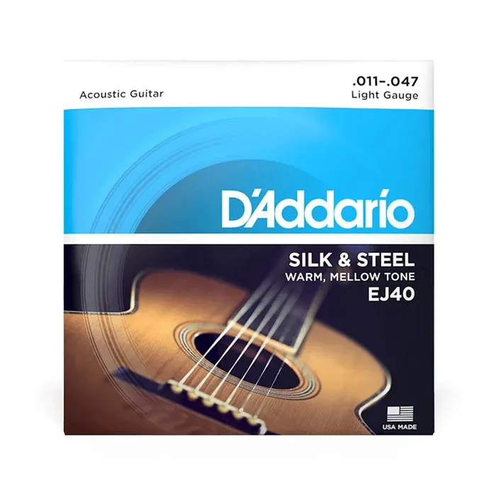 D‘Addario EJ40 Silk and Steel Folk Acoustic Guitar Strings, Light, 11-47