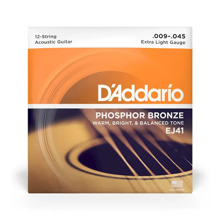 D‘Addario EJ41 Phosphor Bronze Acoustic Guitar Strings, 12-String, Extra Light, 9-45