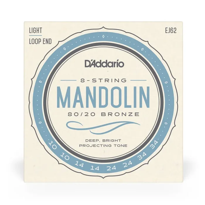 D‘Addario EJ62 80/20 Bronze Mandolin Loopend 10-34 Light Strings