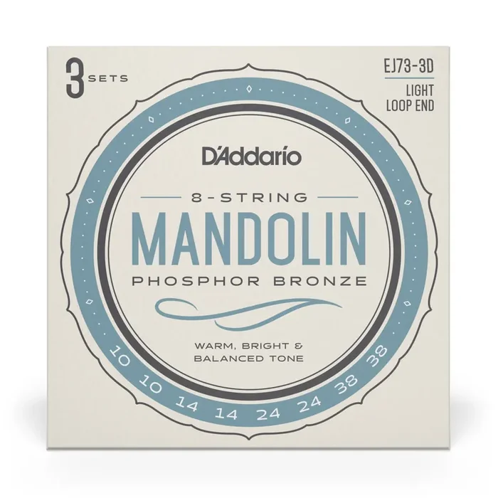 D‘Addario EJ73 Phosphor Bronze 10-38 Mandolin Strings, Loop End, 3-Pack
