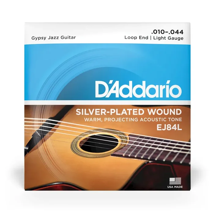 D‘Addario EJ84L Gypsy Jazz 10-44 Acoustic Guitar Strings, Loop-End, Light