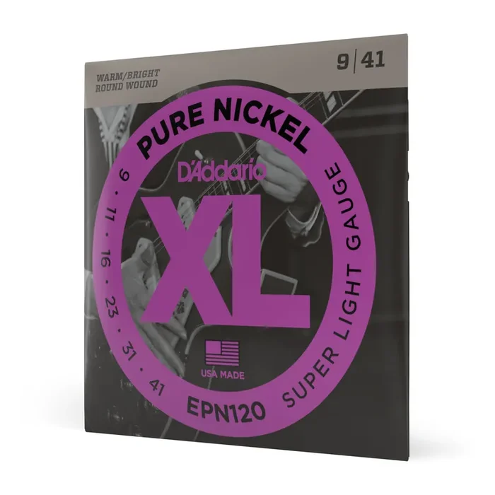 D‘Addario EPN120 Pure Nickel Electric Guitar Strings, Super Light, 09-41