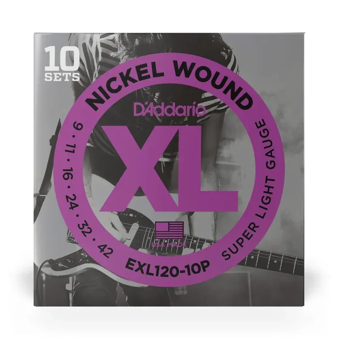 D‘Addario EXL120-10P Nickel Wound 9-42 Electric Guitar Strings, Light, 10-Pack