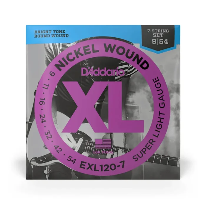 D‘Addario EXL120-7 Nickel Wound Electric Guitar Strings, 7-String, Super Light, 9-54