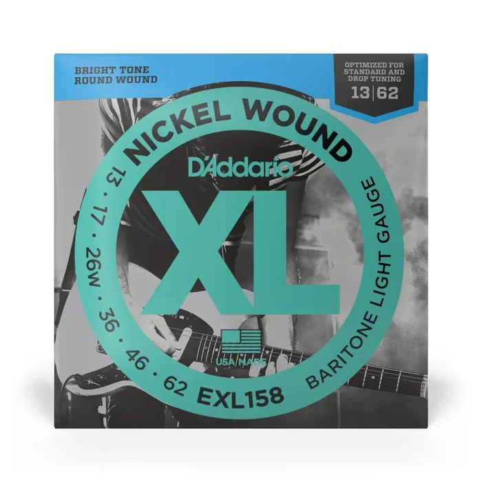 D‘Addario EXL158 Nickel Wound 13-62 Baritone Electric Guitar Strings, Light