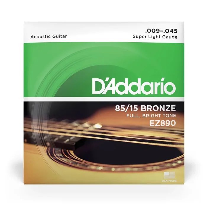 D‘Addario EZ890 85/15 Bronze 9-45 Acoustic Guitar Strings, Super Light