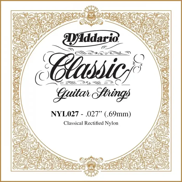 D‘Addario Pro-Arté Classics Clear Nylon 27 (.027″) Classical Guitar Treble Single String, Tie-End