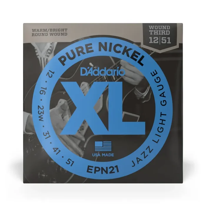 D‘Addario Pure Nickel 12-51 Electric Guitar Strings, Jazz Light