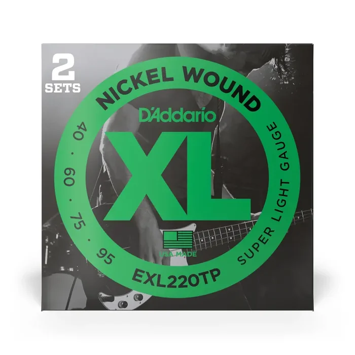 D‘Addario XL-Series Nickel Wound 40-95 Bass Guitar Strings, Long Scale, 2-Pack [EXL220TP]