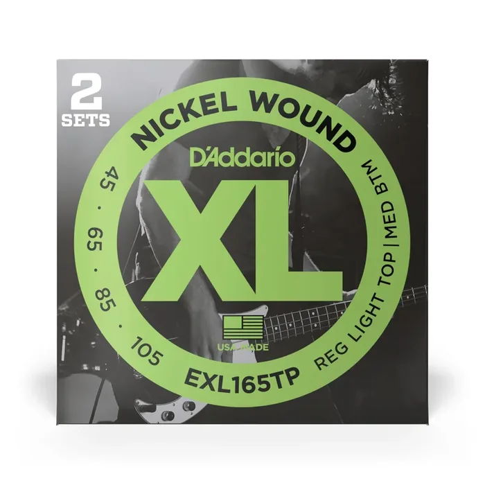D‘Addario XL-Series Nickel Wound 45-105 Bass Guitar Strings, Long Scale [EXL165TP], 2-Pack