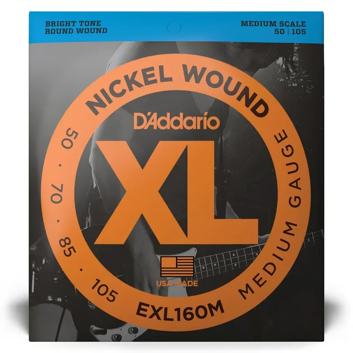 D‘Addario XL-Series Nickel Wound 50-105 Bass Guitar Strings, Medium Scale [EXL160M]