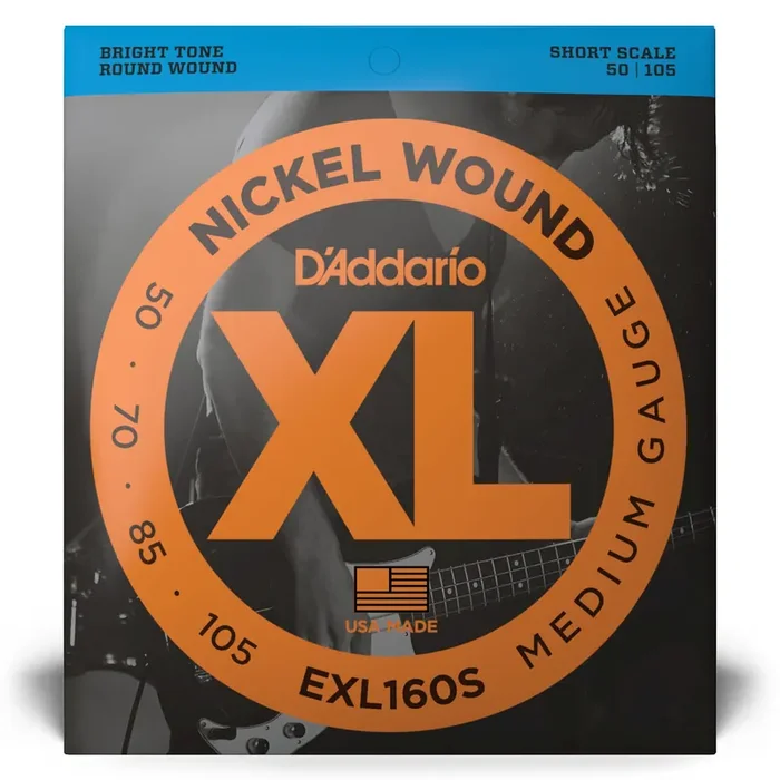 D‘Addario XL-Series Nickel Wound 50-105 Bass Guitar Strings, Short Scale [EXL160S]