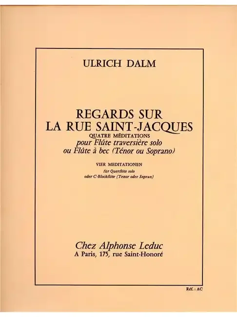 Dalm Regards sur la Rue Saint-Jacques for Soprano Recorder