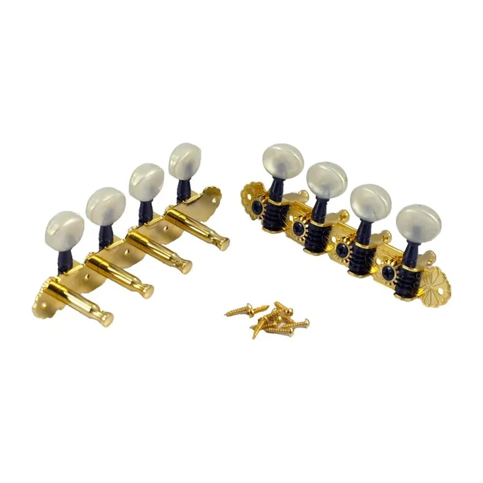 Deluxe Mandolin Tuners in gold and black finish, pearloid buttons