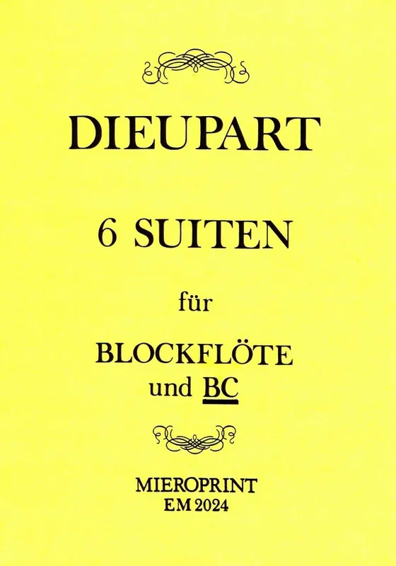 Dieupart 6 Suites for Recorder and Basso Continuo
