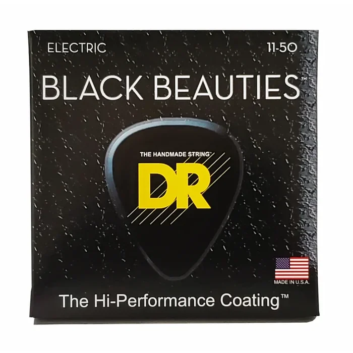 DR Black Beauties Electric Guitar Strings – Heavy 11-50 Black Coated