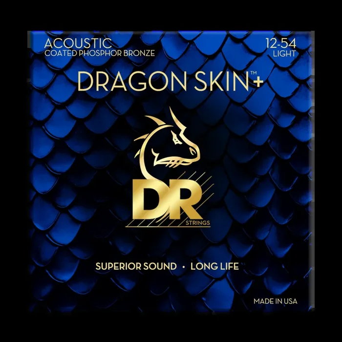 DR Dragon Skin+ Phosphor Bronze Acoustic Guitar Strings – Light – 12-54