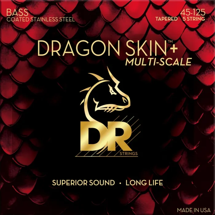 DR Dragon Skin+ Stainless Steel Bass Strings 45-125 Multi-Scale