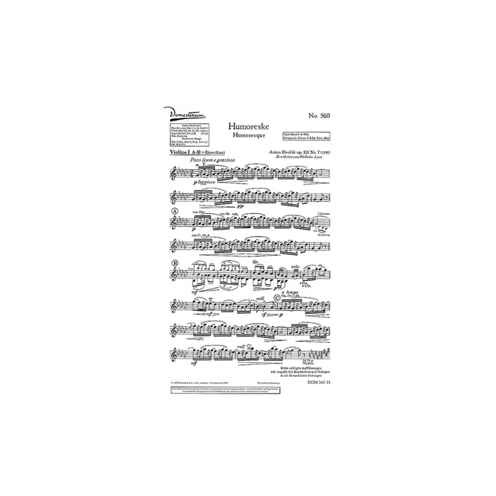 Dvořák, Antonín – Humoreske / Gipsy Song (Mother’s Song) op. 101/7 und 55/4