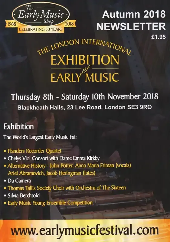 Early Music Shop Newsletter – Autumn 2018