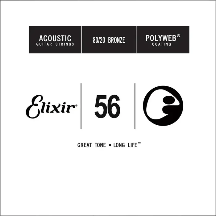 Elixir 13156 Polyweb 80/20 Bronze Acoustic Guitar Single String, .056