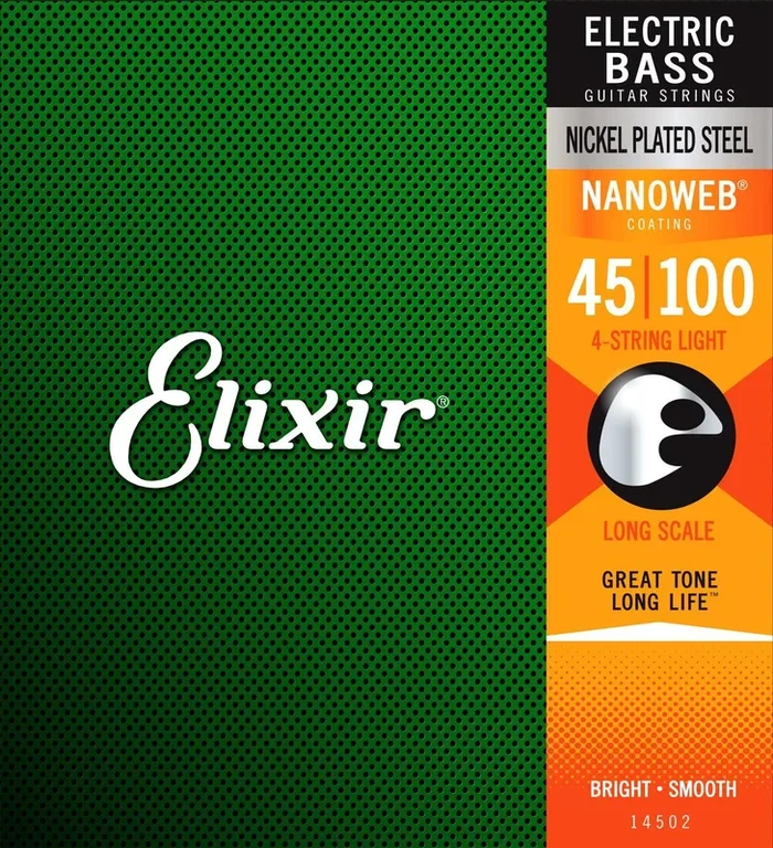 Elixir 14052 Nanoweb Light Gauge Bass Strings .045-.100 Nickel Plated Steel