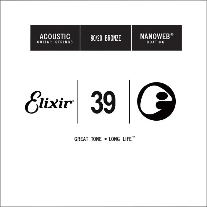 Elixir 15139 Nanoweb 80/20 Bronze Acoustic Guitar Single String, .39