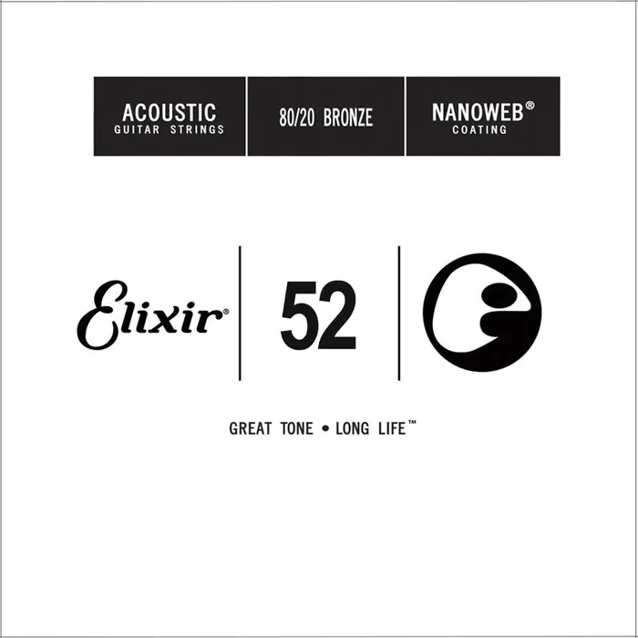 Elixir 15152 Nanoweb 80/20 Bronze Acoustic Guitar Single String, .52