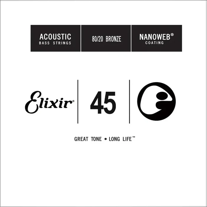 Elixir 15745 Nanoweb 80/20 Bronze Acoustic Bass Guitar Single String, .045