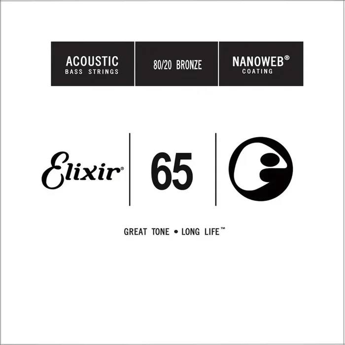 Elixir 15765 Nanoweb 80/20 Bronze Acoustic Bass Guitar Single String, .065