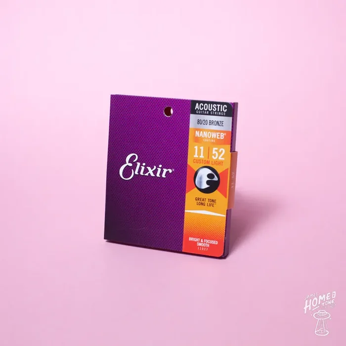 Elixir – Nanoweb coated 80/20 bronze acoustic guitar strings 11-52 (11027)
