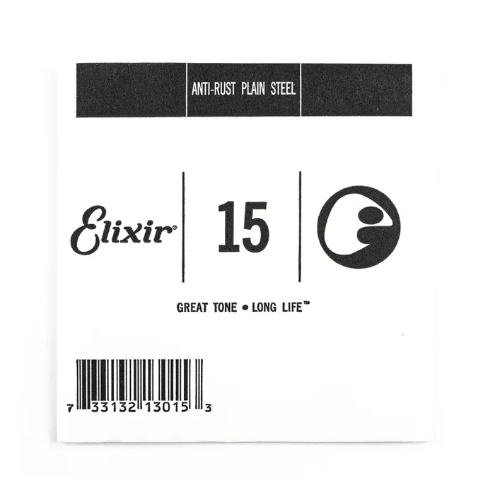 Elixir Anti-Rust Plain Steel 15 (.015″) Guitar Single String