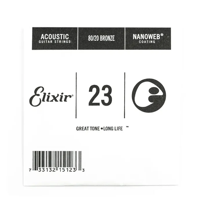 Elixir Nanoweb 80/20 Bronze 23 (.023″) Acoustic Guitar Single String