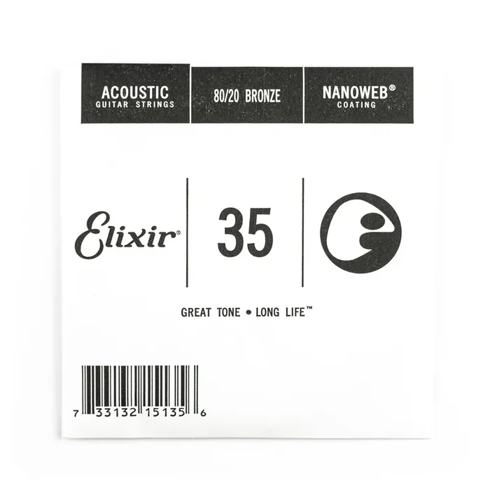 Elixir Nanoweb 80/20 Bronze 35 (.035″) Acoustic Guitar Single String