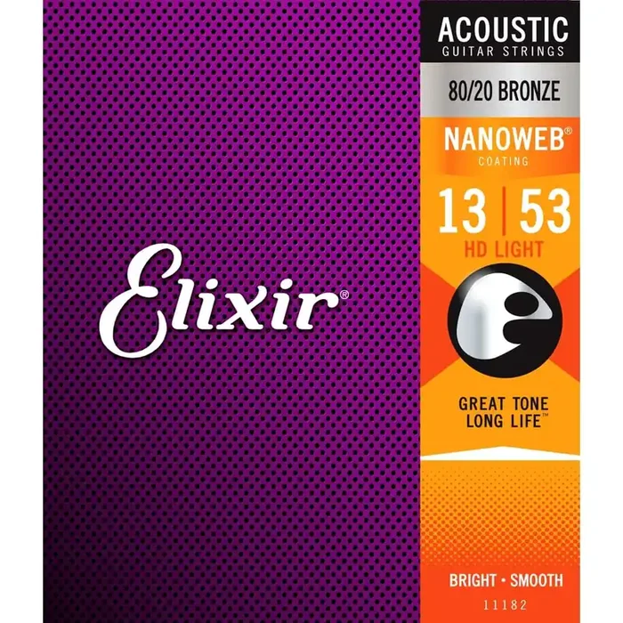 Elixir Nanoweb HD 80/20 Bronze 13-53 Acoustic Guitar Strings [11182]