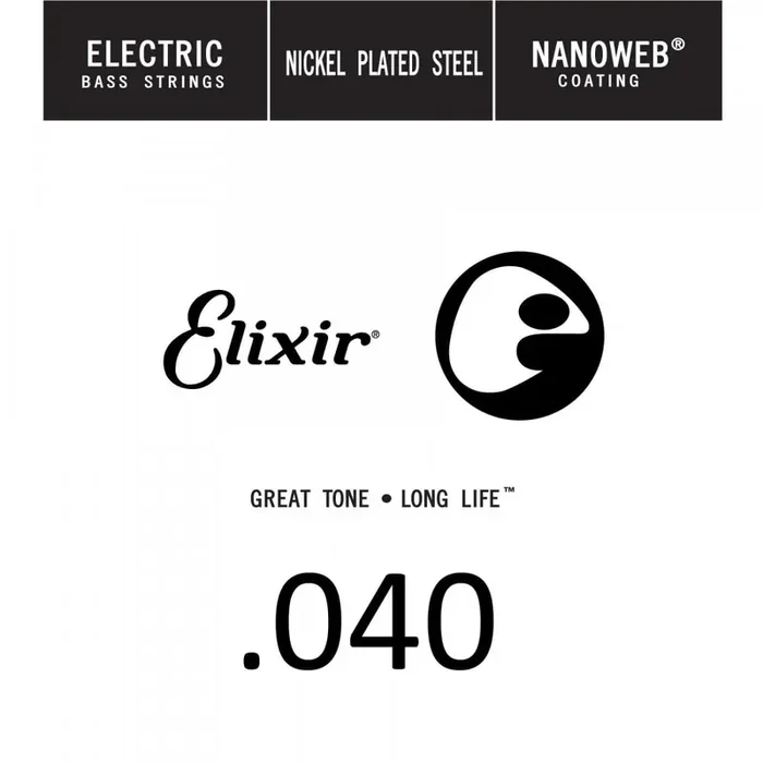 Elixir Nanoweb Nickel Wound 40 (.040″) Bass Single String, Long Scale