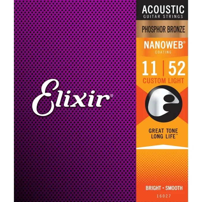 Elixir Nanoweb Phosphor Bronze 11-52 Acoustic Guitar Strings – 16027