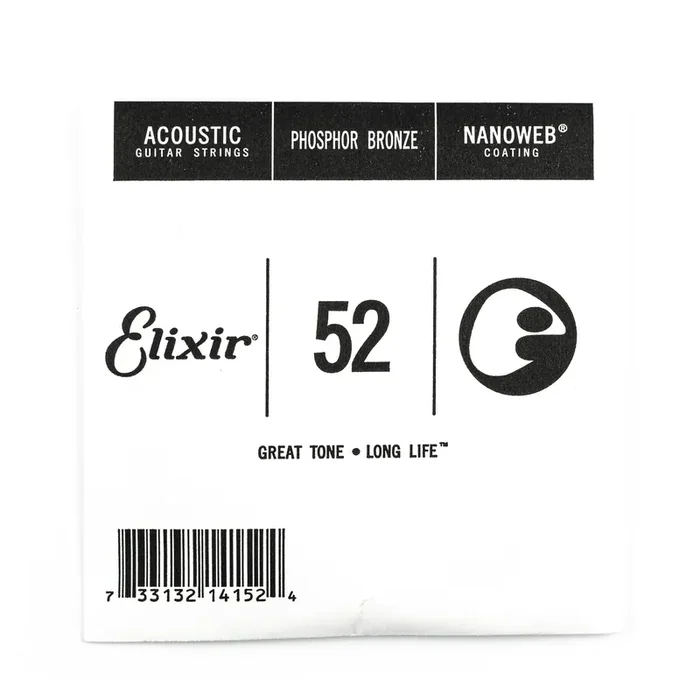 Elixir Nanoweb Phosphor Bronze 52 (.052″) Acoustic Guitar Single String