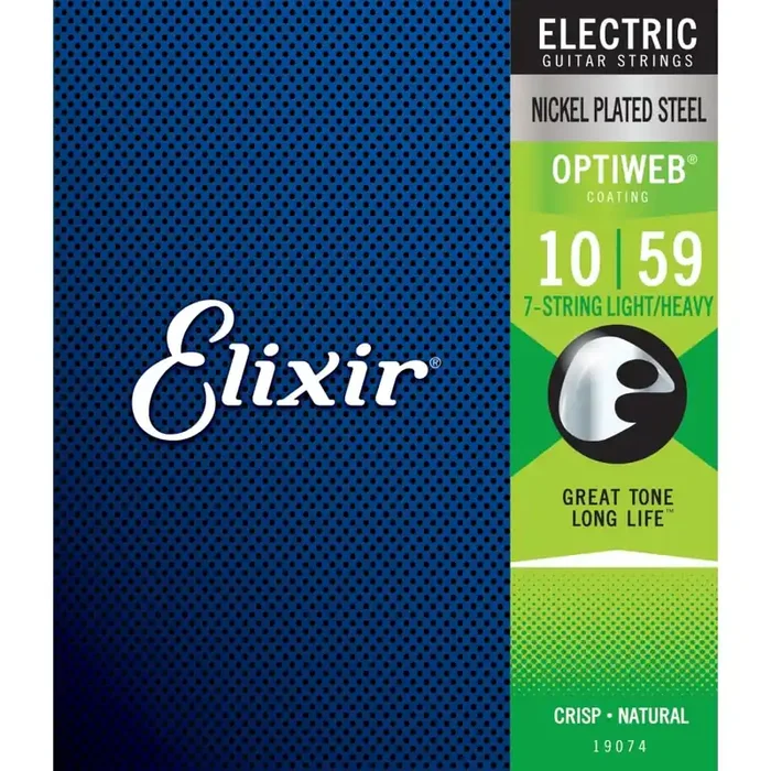 Elixir Optiweb Nickel Wound 7-String 10-59 Electric Guitar Strings, Light/Medium [19074]