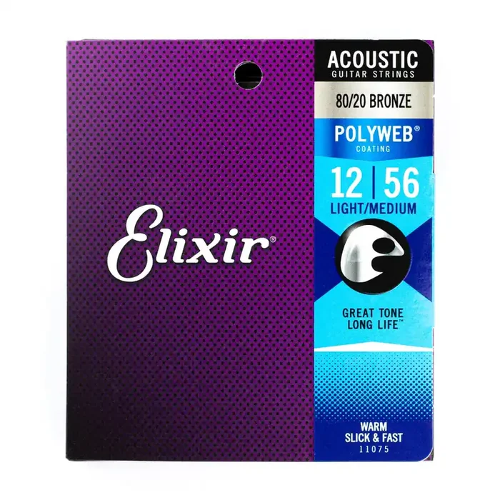 Elixir Polyweb 80/20 Bronze 12-56 Acoustic Guitar Strings [11075]